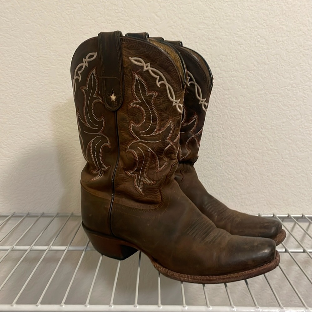 vintage tony lama brown cowgirl boots